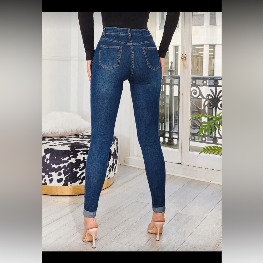 SHEIN Dark Blue Skinny Jeans